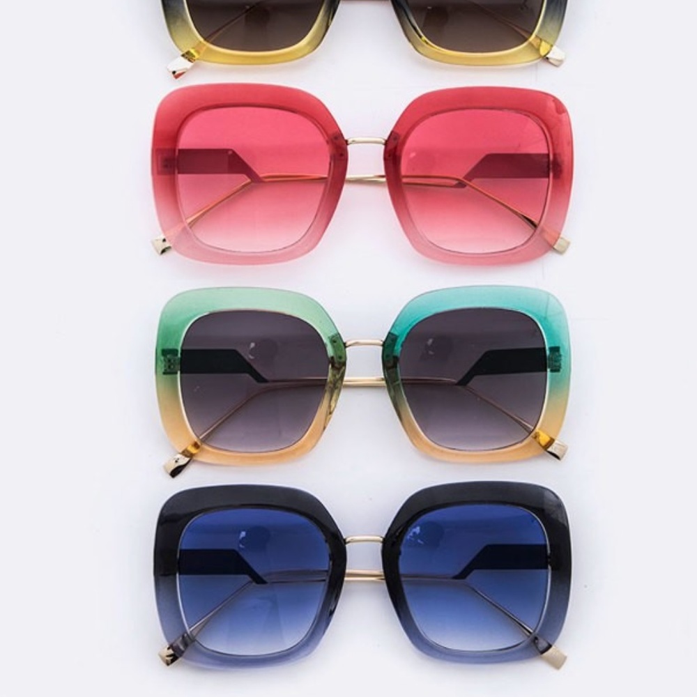 Lucite Square Frame Oversize Sunglasses.
